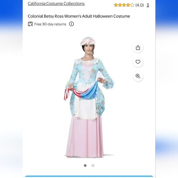 Colonial Betsy Ross Women's Costume - Blue and Pink Size Extra Large - Picture 1 of 6